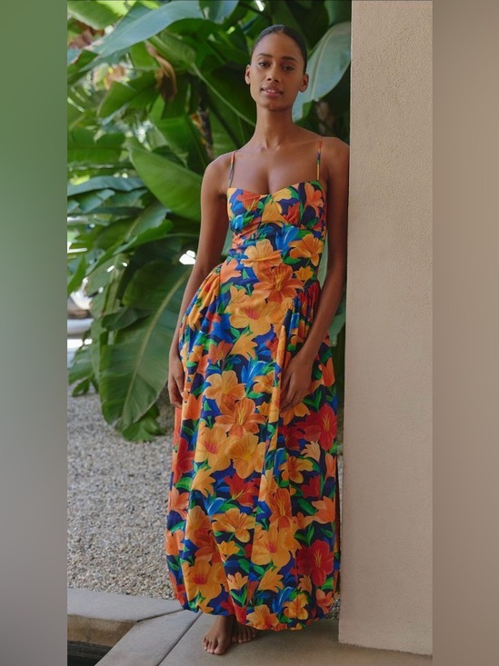 FARM Rio Dresses & Skirts - FARM Rio Orange & Blue Tropical Floral Maxi Dress